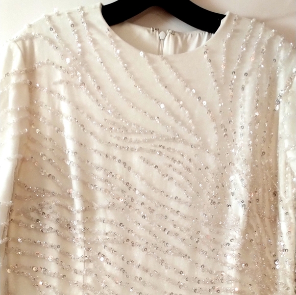 Wedding Gown MOB or SOB Custom Made Size M Beaded Ball Gown Modest Style Long - Picture 5 of 5